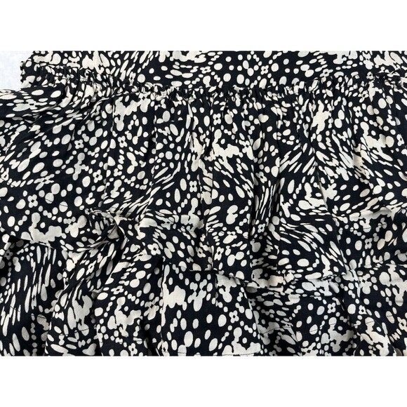 Anthropologie Maeve Skirt Womens Sz 2 Tiered Mini Black Print Linen Blend Boho - Picture 6 of 10